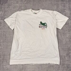 Corona Shirt Mens 2XL White Vintage 90s Drunk Iguana Beer Graphic Double Sided